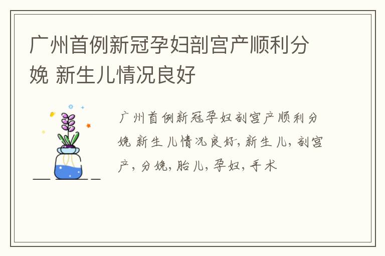 广州首例新冠孕妇剖宫产顺利分娩 新生儿情况良好