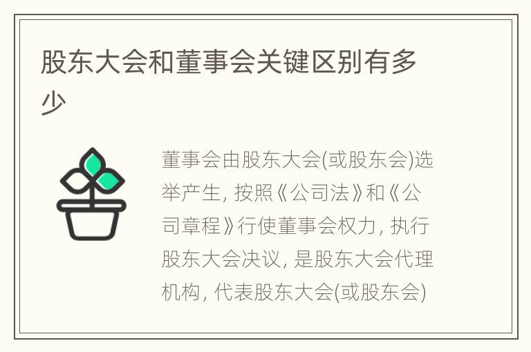 股东大会和董事会关键区别有多少