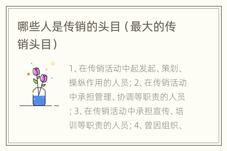 哪些人是传销的头目（最大的传销头目）