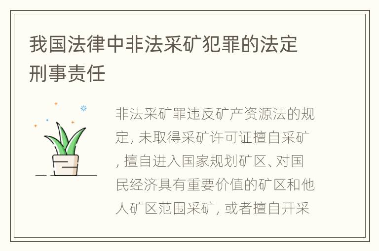 我国法律中非法采矿犯罪的法定刑事责任