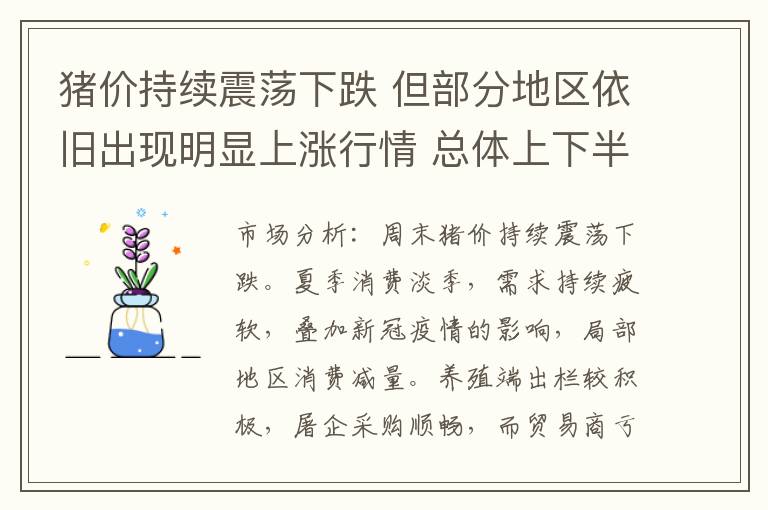 猪价持续震荡下跌 但部分地区依旧出现明显上涨行情 总体上下半年价