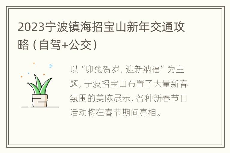 2023宁波镇海招宝山新年交通攻略（自驾+公交）