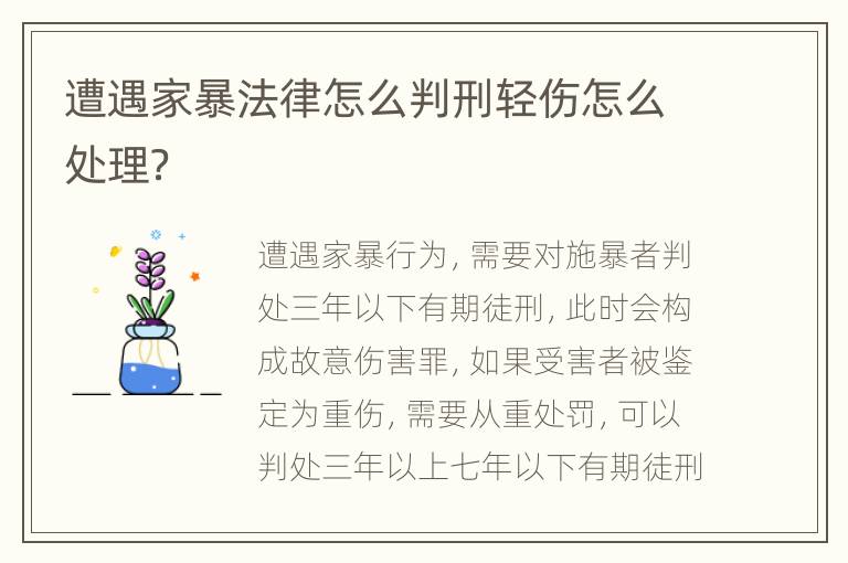 遭遇家暴法律怎么判刑轻伤怎么处理？