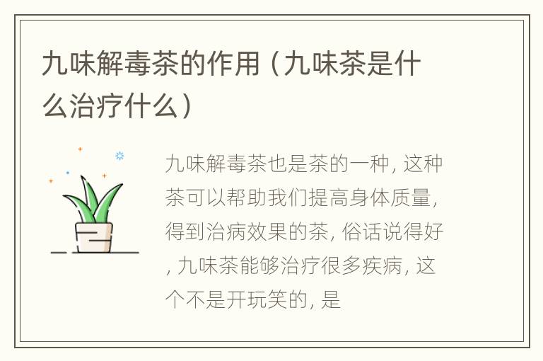 九味解毒茶的作用（九味茶是什么治疗什么）
