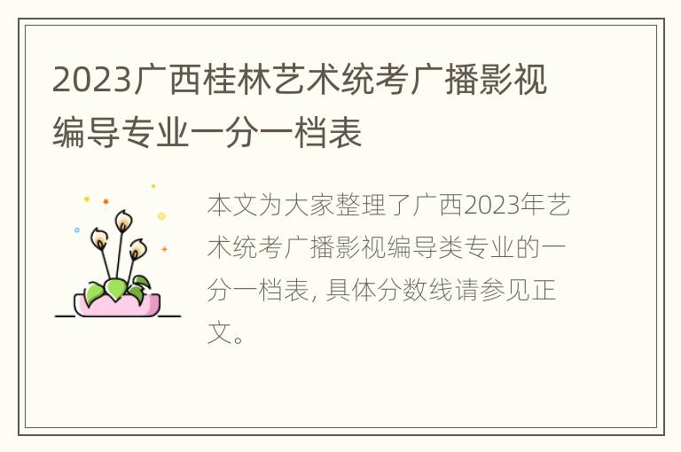 2023广西桂林艺术统考广播影视编导专业一分一档表