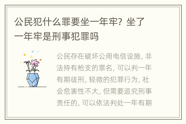 公民犯什么罪要坐一年牢？ 坐了一年牢是刑事犯罪吗