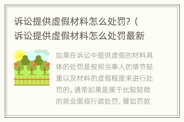 诉讼提供虚假材料怎么处罚？（诉讼提供虚假材料怎么处罚最新）
