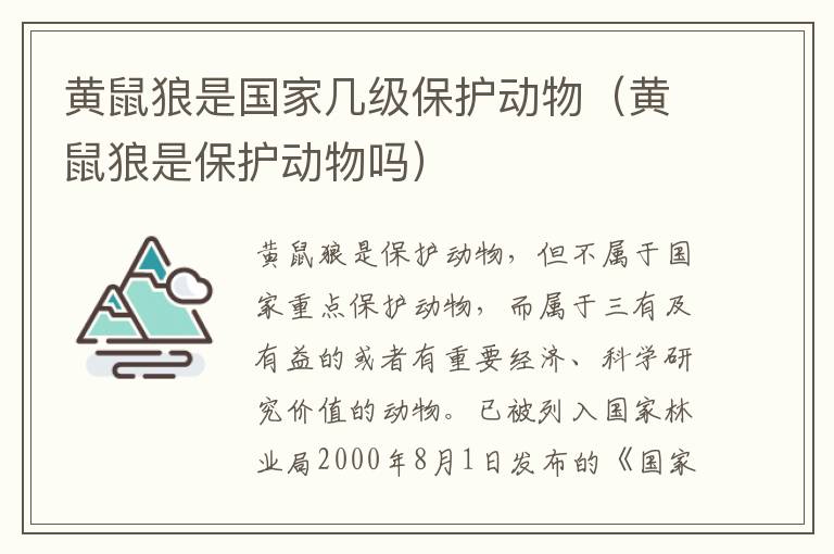 黄鼠狼是国家几级保护动物（黄鼠狼是保护动物吗）