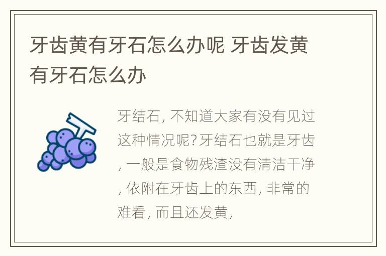 牙齿黄有牙石怎么办呢 牙齿发黄有牙石怎么办