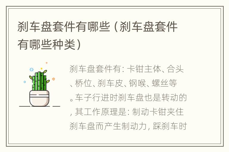 刹车盘套件有哪些（刹车盘套件有哪些种类）