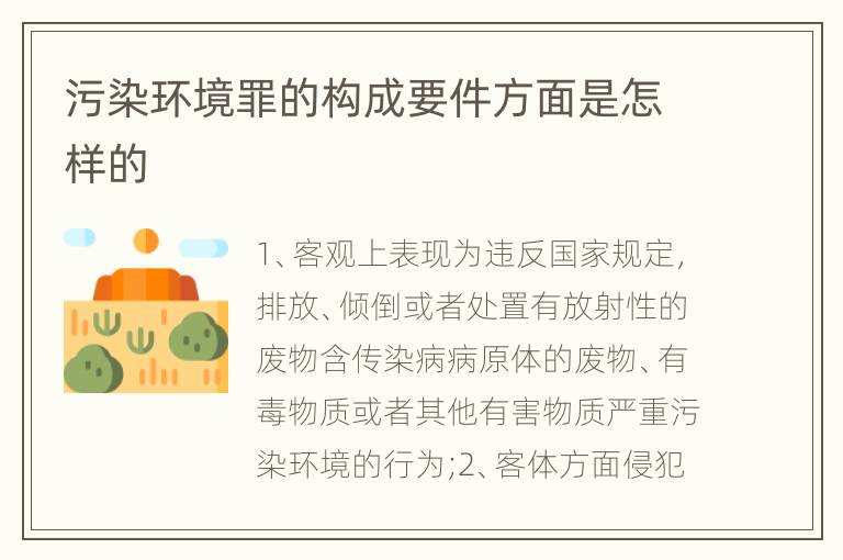 污染环境罪的构成要件方面是怎样的