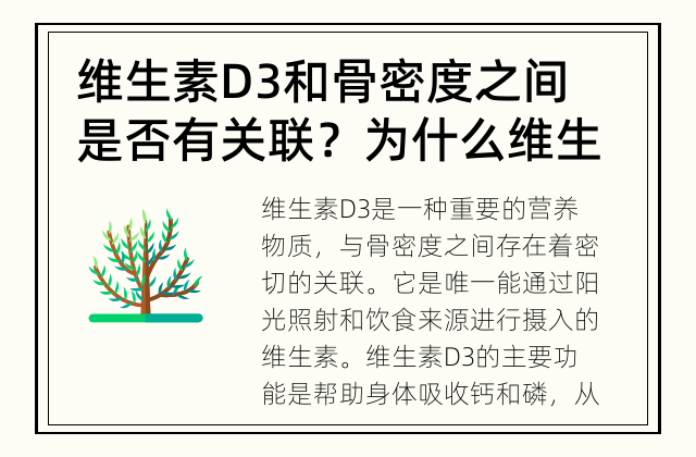 维生素D3和骨密度之间是否有关联？ 为什么维生素D3对骨密度很重要？