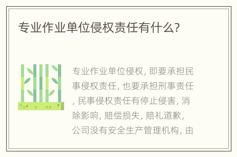 专业作业单位侵权责任有什么？