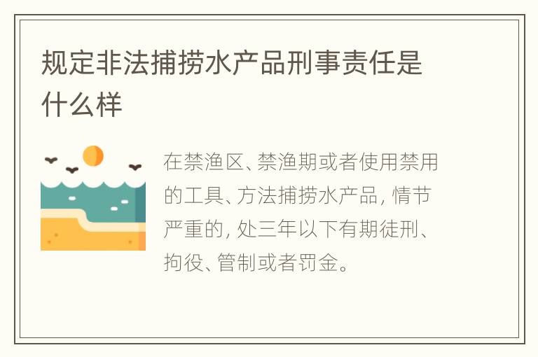 规定非法捕捞水产品刑事责任是什么样