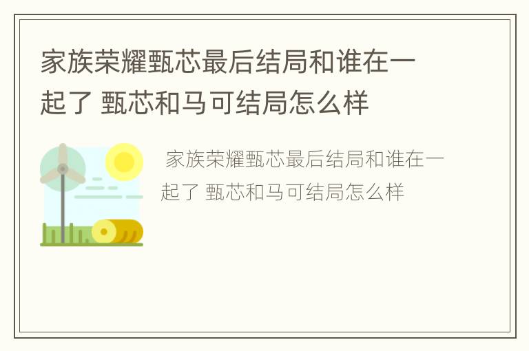 家族荣耀甄芯最后结局和谁在一起了 甄芯和马可结局怎么样