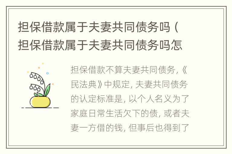 担保借款属于夫妻共同债务吗（担保借款属于夫妻共同债务吗怎么还）