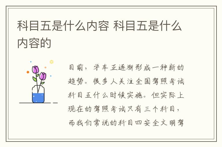 科目五是什么内容 科目五是什么内容的