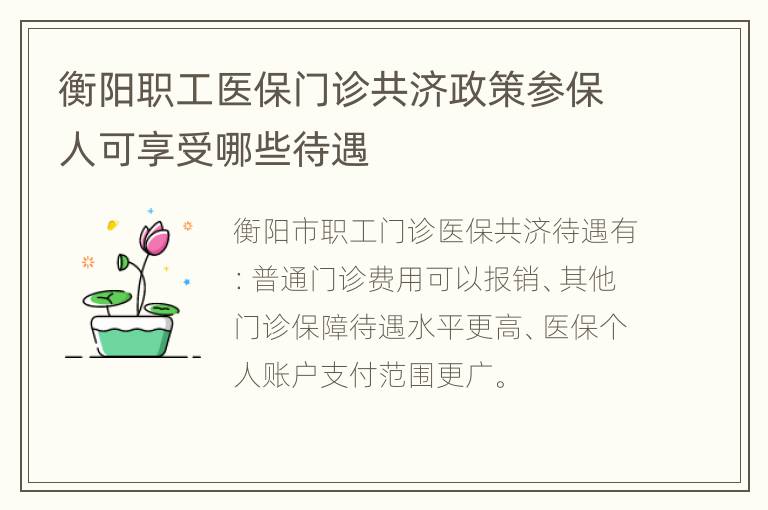 衡阳职工医保门诊共济政策参保人可享受哪些待遇