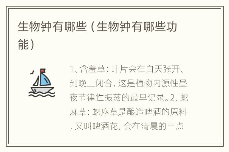 生物钟有哪些（生物钟有哪些功能）
