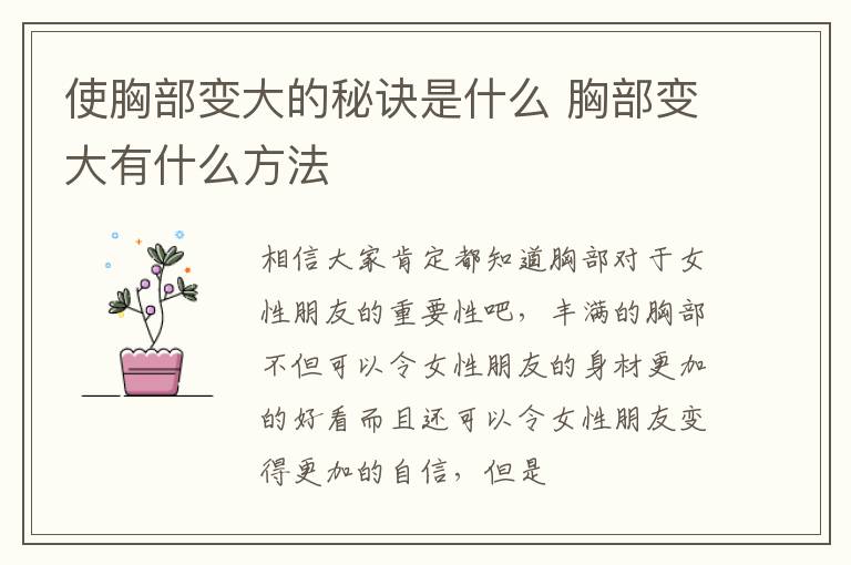 使胸部变大的秘诀是什么 胸部变大有什么方法