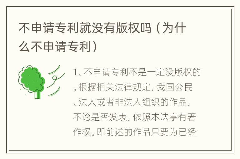 不申请专利就没有版权吗（为什么不申请专利）