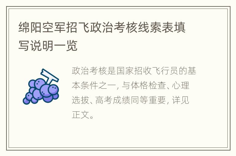 绵阳空军招飞政治考核线索表填写说明一览