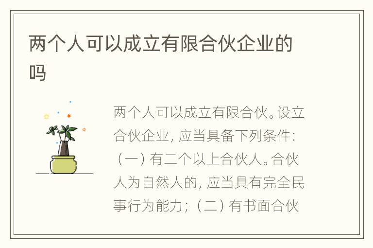 两个人可以成立有限合伙企业的吗