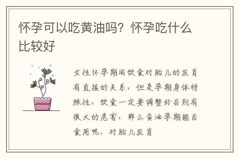 怀孕可以吃黄油吗？怀孕吃什么比较好