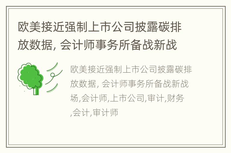 欧美接近强制上市公司披露碳排放数据，会计师事务所备战新战场