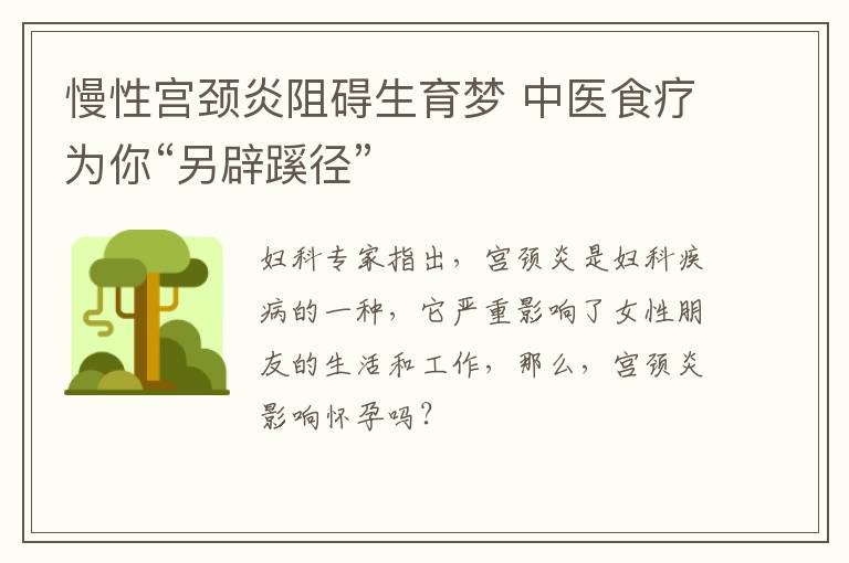 慢性宫颈炎阻碍生育梦 中医食疗为你“另辟蹊径”