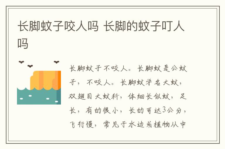 长脚蚊子咬人吗 长脚的蚊子叮人吗