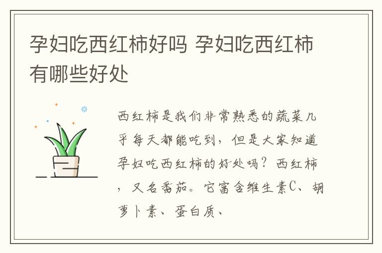 孕妇吃西红柿好吗 孕妇吃西红柿有哪些好处
