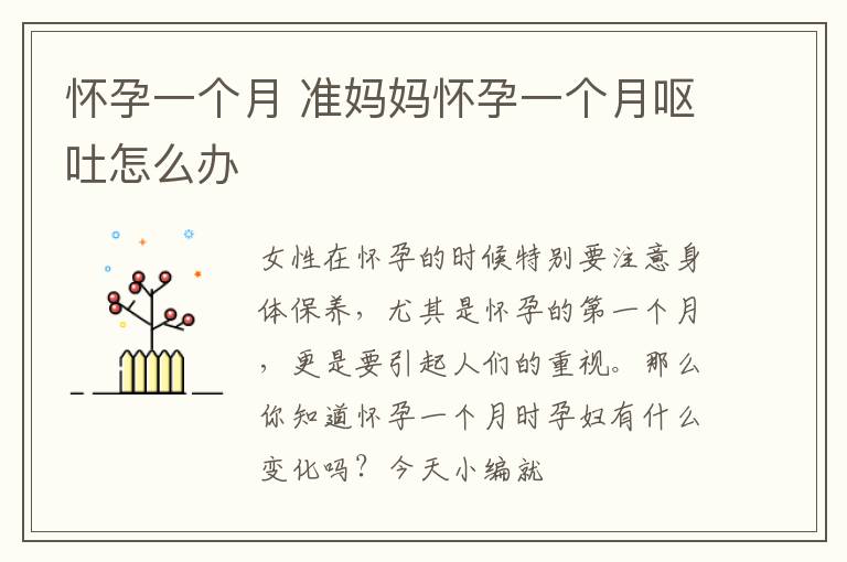 怀孕一个月 准妈妈怀孕一个月呕吐怎么办