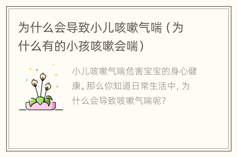 为什么会导致小儿咳嗽气喘（为什么有的小孩咳嗽会喘）