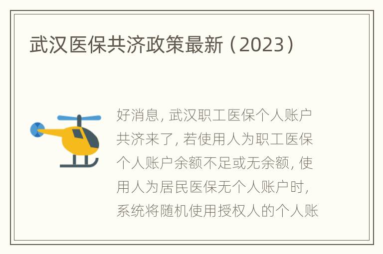 武汉医保共济政策最新（2023）