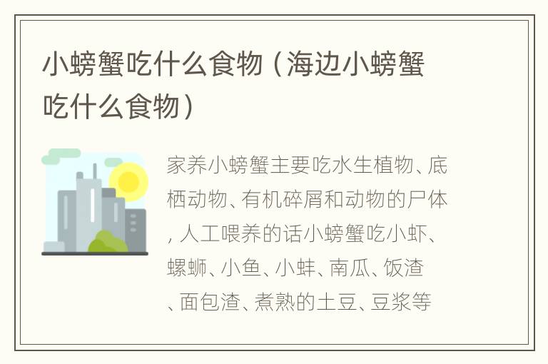小螃蟹吃什么食物（海边小螃蟹吃什么食物）
