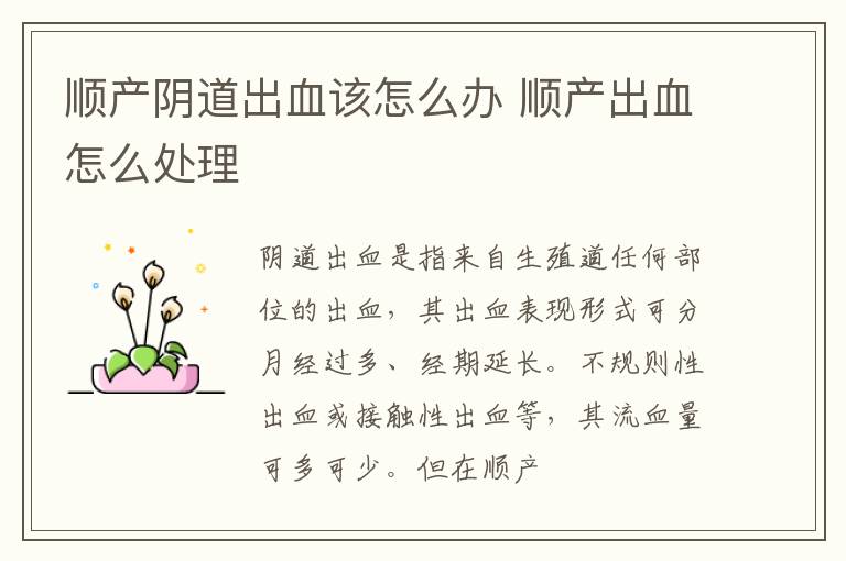 顺产阴道出血该怎么办 顺产出血怎么处理