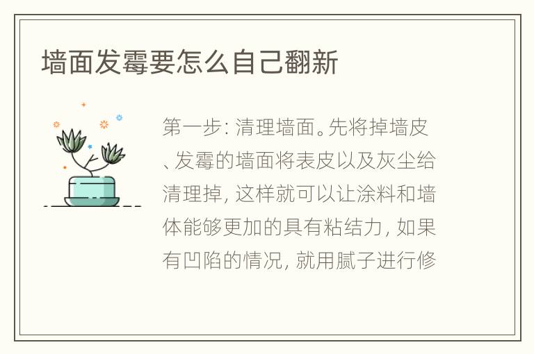 墙面发霉要怎么自己翻新