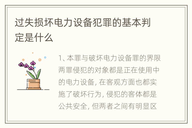 过失损坏电力设备犯罪的基本判定是什么
