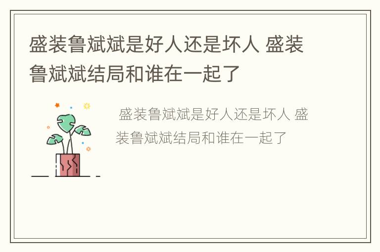 盛装鲁斌斌是好人还是坏人 盛装鲁斌斌结局和谁在一起了