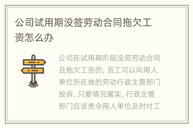 公司试用期没签劳动合同拖欠工资怎么办
