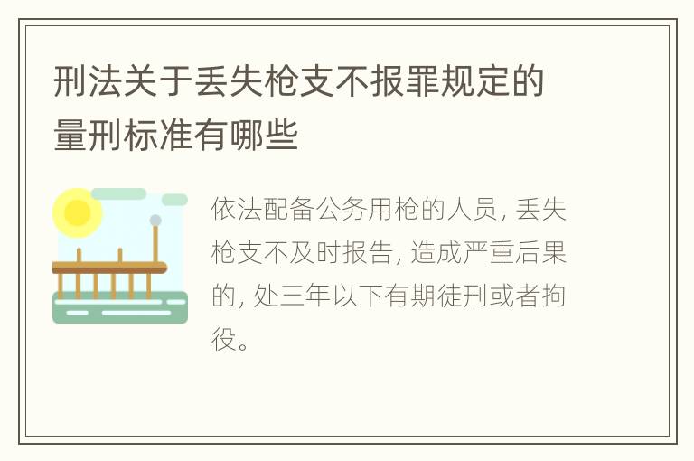 刑法关于丢失枪支不报罪规定的量刑标准有哪些