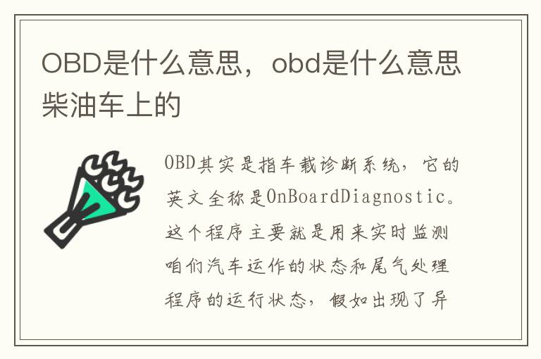 OBD是什么意思，obd是什么意思柴油车上的