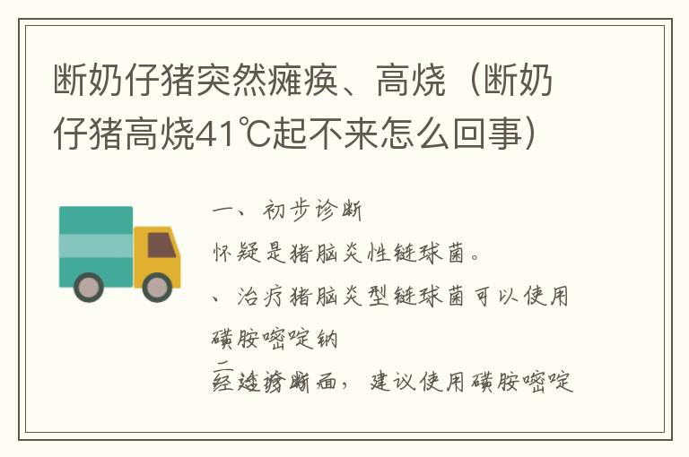 断奶仔猪突然瘫痪、高烧（断奶仔猪高烧41℃起不来怎么回事）
