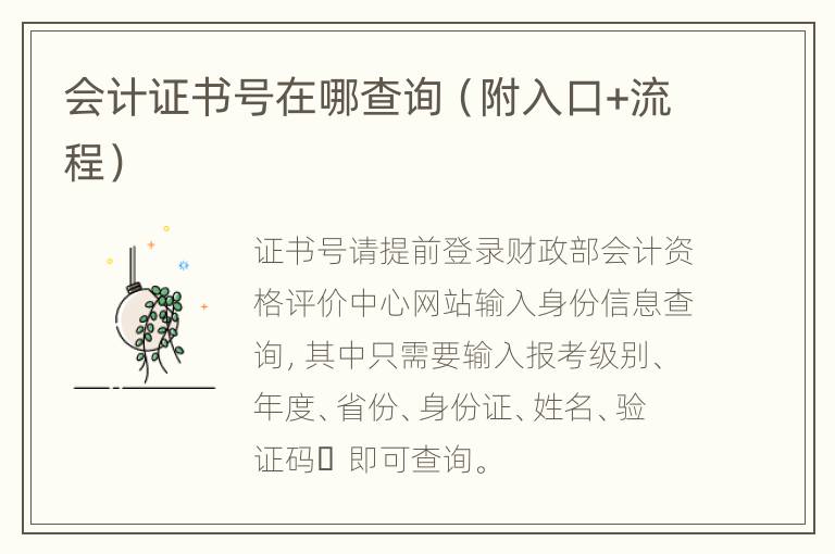 会计证书号在哪查询（附入口+流程）