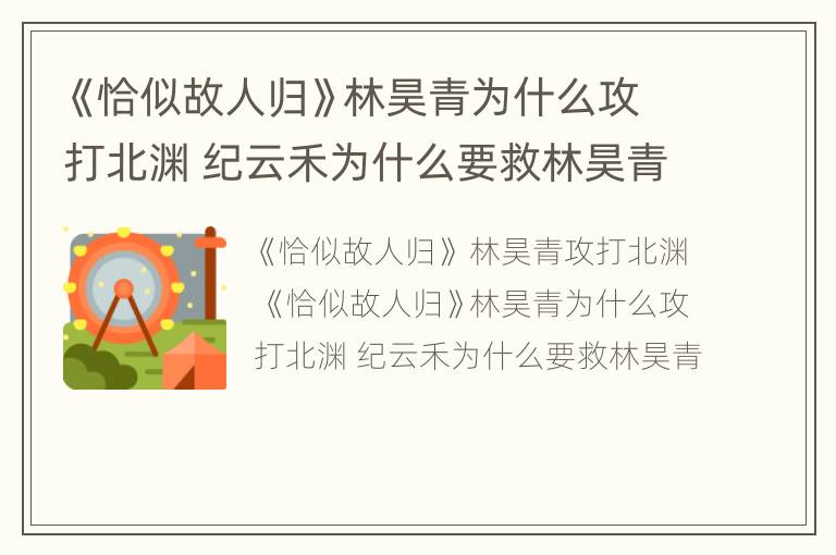 《恰似故人归》林昊青为什么攻打北渊 纪云禾为什么要救林昊青