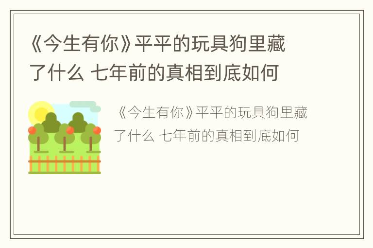 《今生有你》平平的玩具狗里藏了什么 七年前的真相到底如何