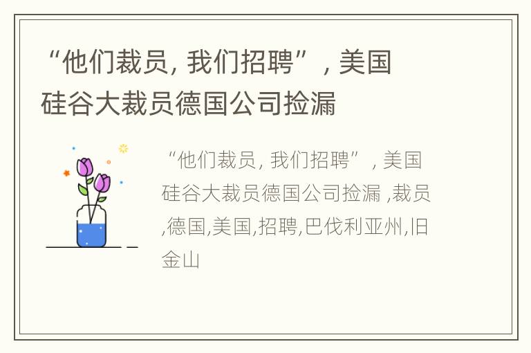 “他们裁员，我们招聘” ，美国硅谷大裁员德国公司捡漏