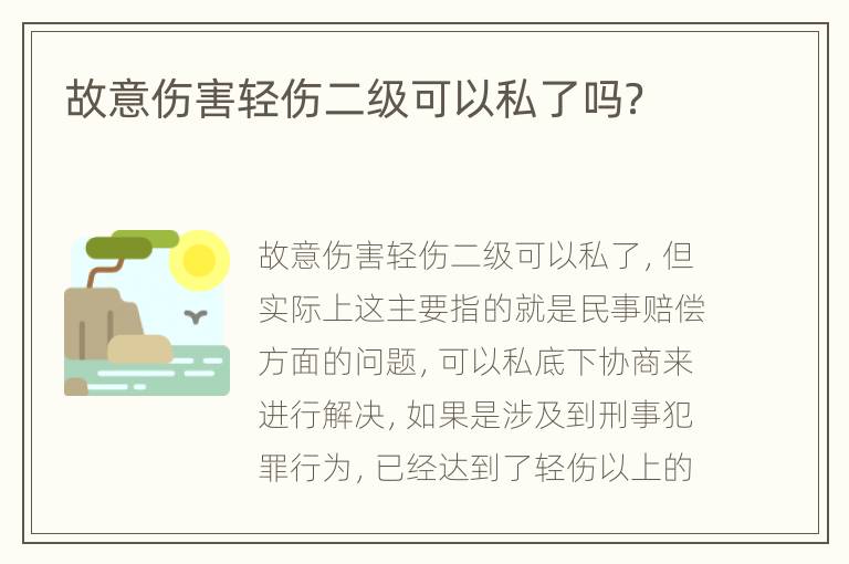 故意伤害轻伤二级可以私了吗？