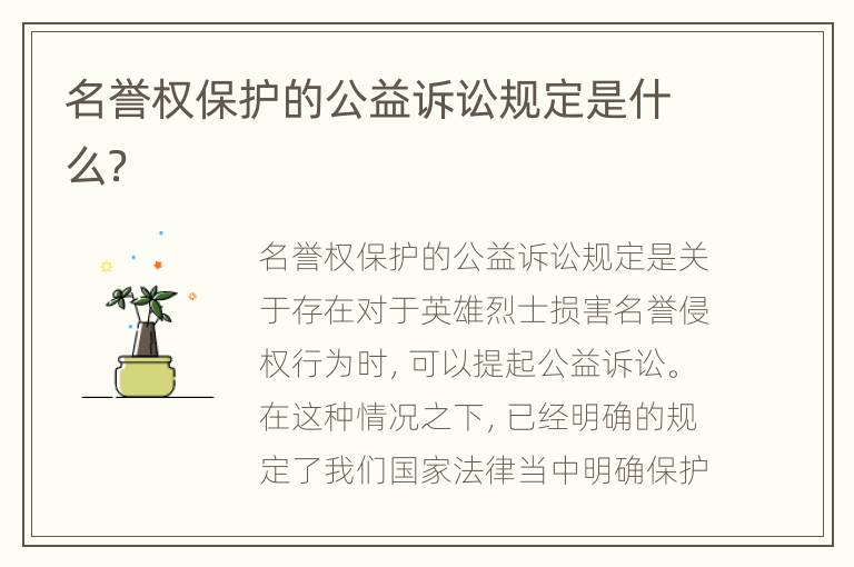 名誉权保护的公益诉讼规定是什么？